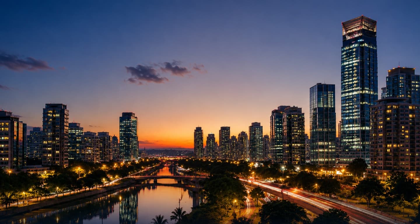 Skyline de Alphaville e Barueri ao entardecer
